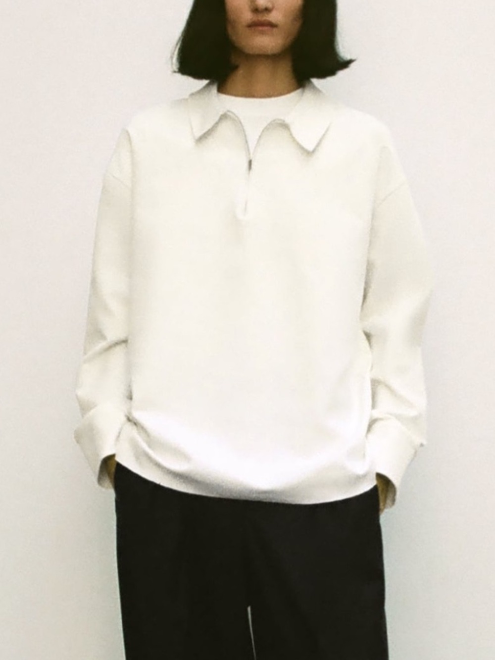 Matching set: Zip-Collar Polo & Palazzo pants